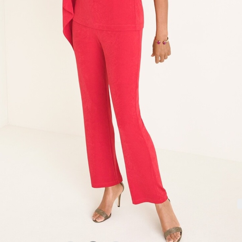 CHICO’S TRAVELERS CLASSIC No Tummy Pants Flame Scarlet Size 0P